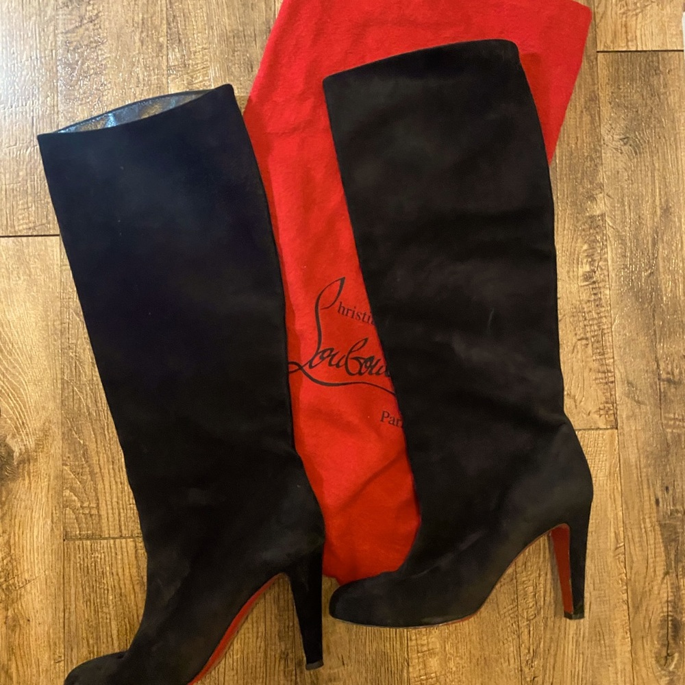 Christian Louboutin Tall Black Suede Boots 40